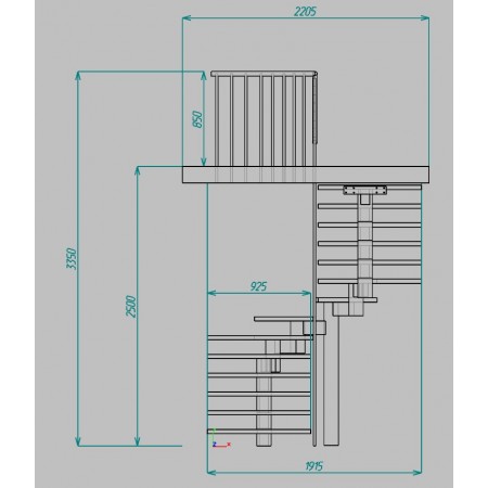 Межэтажная модульная лестница с поворотом 
